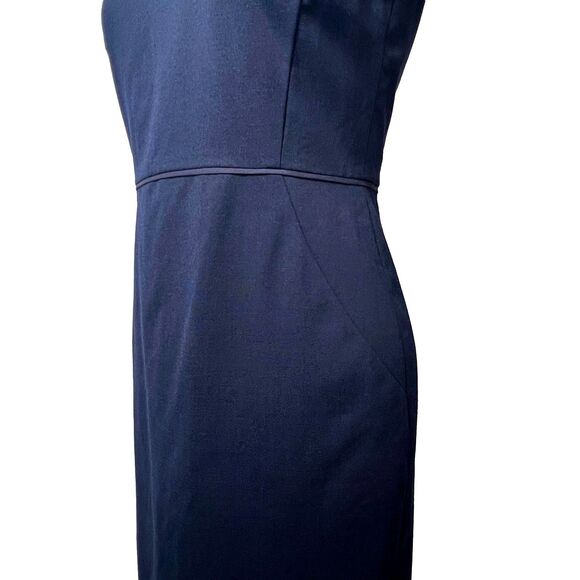 Ann Taylor's Navy Blue V-Neck Cap Sleeve Back Zip Sheath Dress - Picture 9 of 12